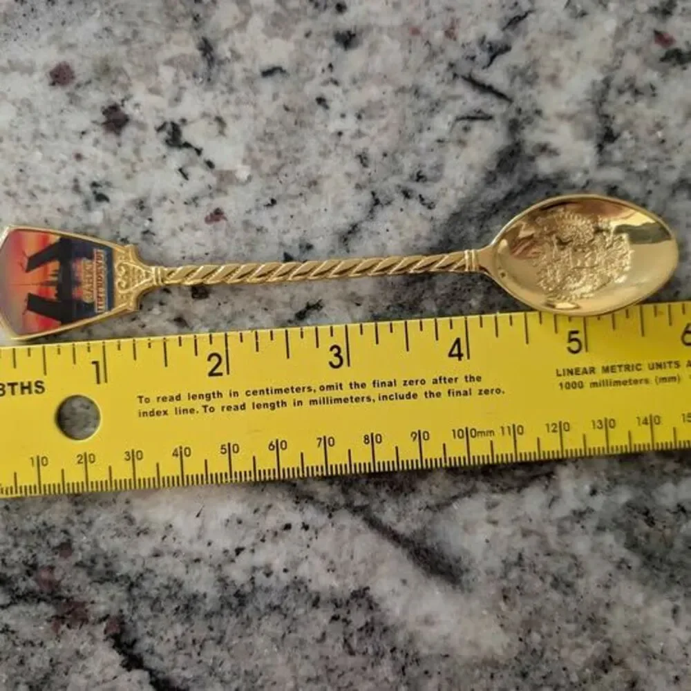Vintage Saint Petersburg Leningrad Bridge Gold Plated Collectible Spoon